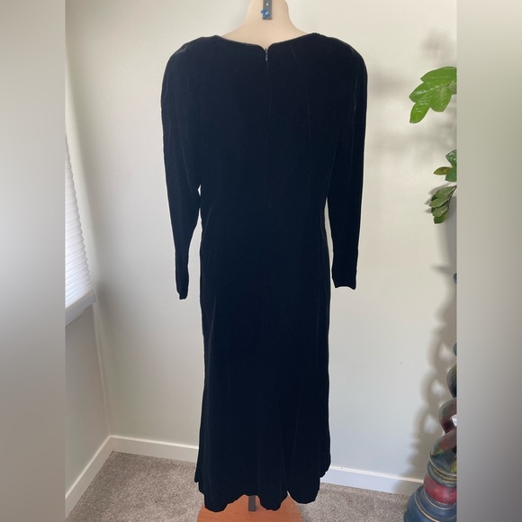 80s Vintage Chetta B Velvet Velour Dress Black Goth Witchy Gothic Wiccan - Picture 2 of 9